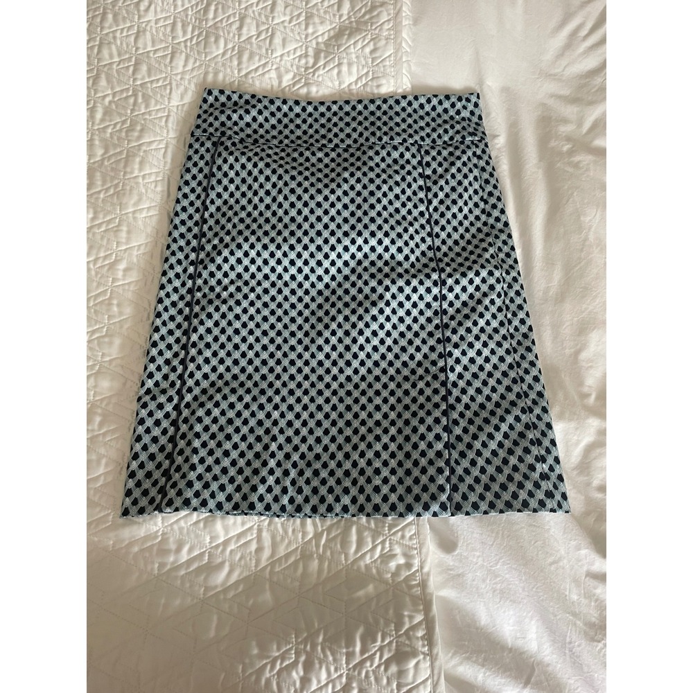 Margaret M Pencil Skirt Geometric Diamond Print Blue Black Workwear Medium